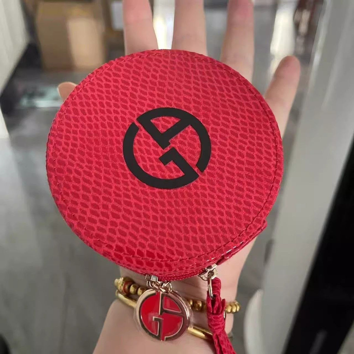 Giorgio Armani Red Print Cushion Bag