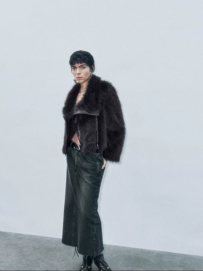 Dark Brown Short Faux Fur Coat