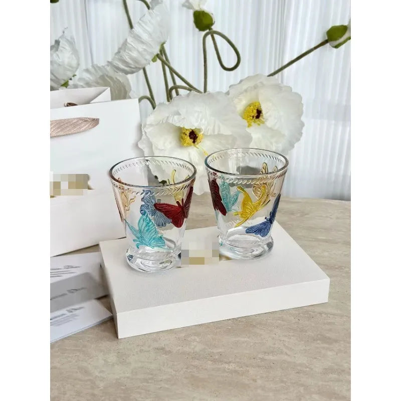 Dior Hand Painted Glass Creative Graffiti Painting Stroke Water Cup