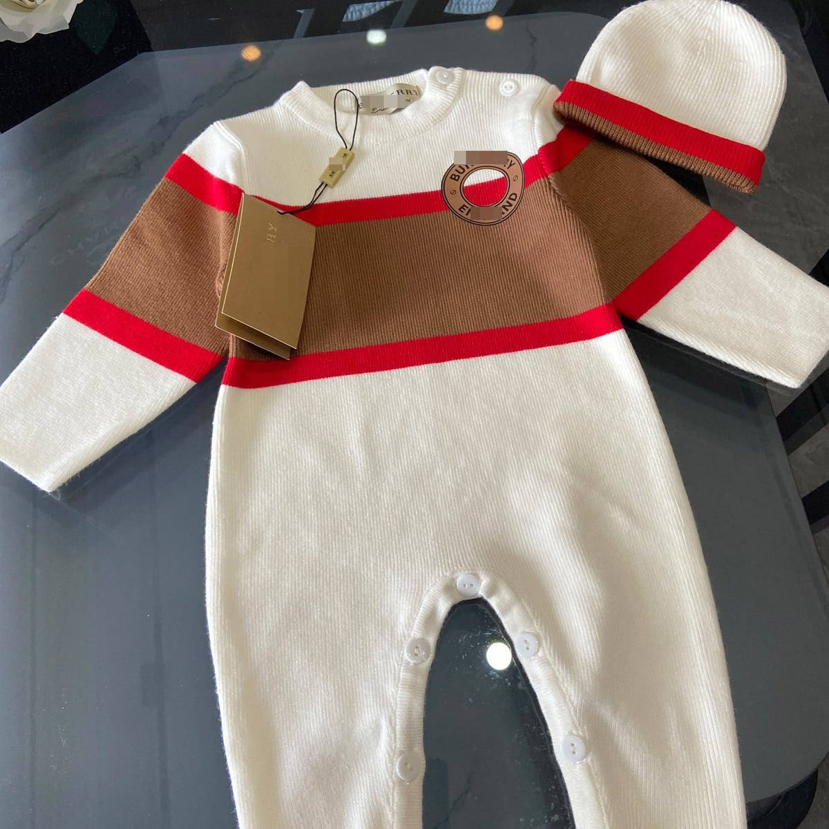 Burberry Newborn Babies Knit Rompers Jumpsuits