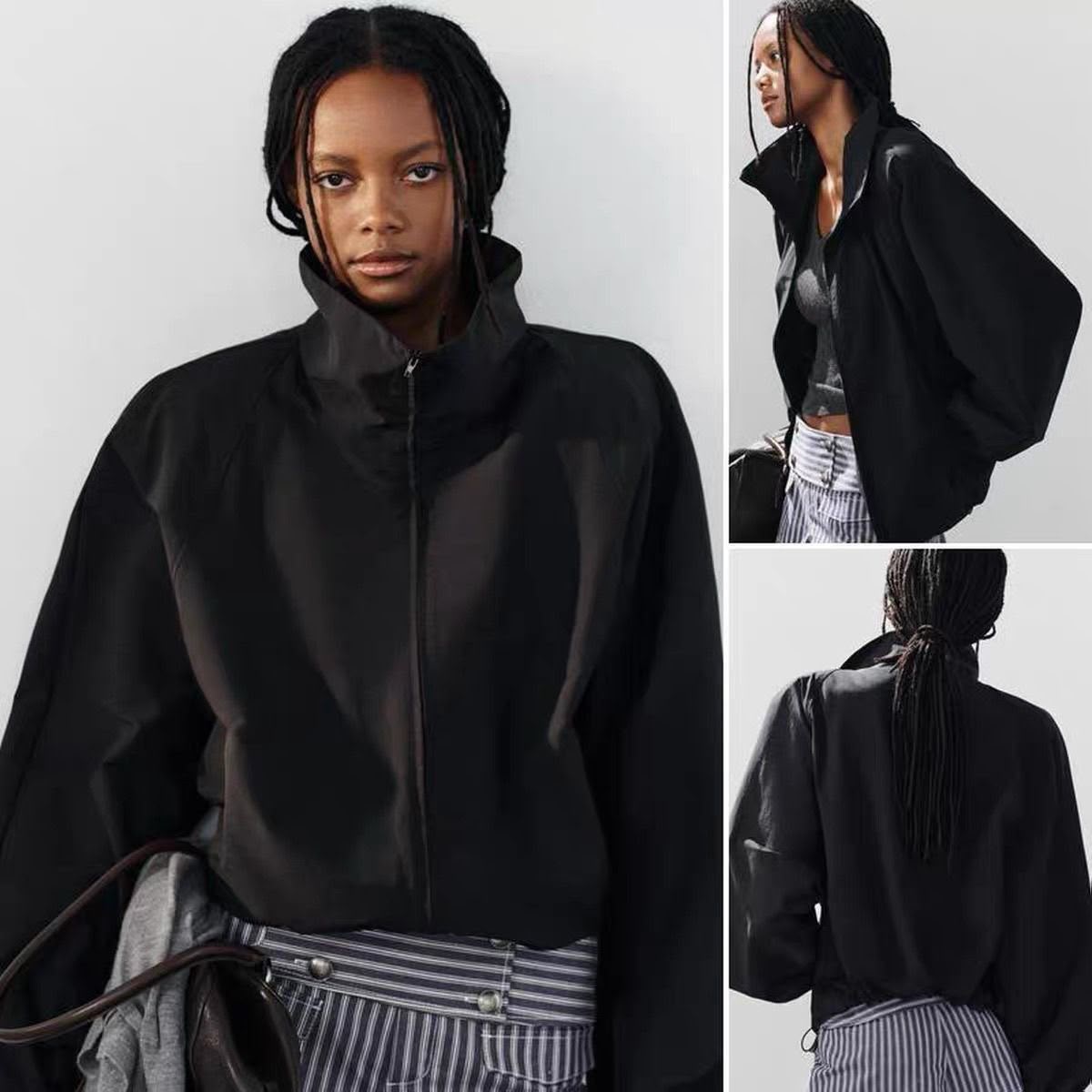 Zara  Technical Fabric Jacket with Shoulder Pads