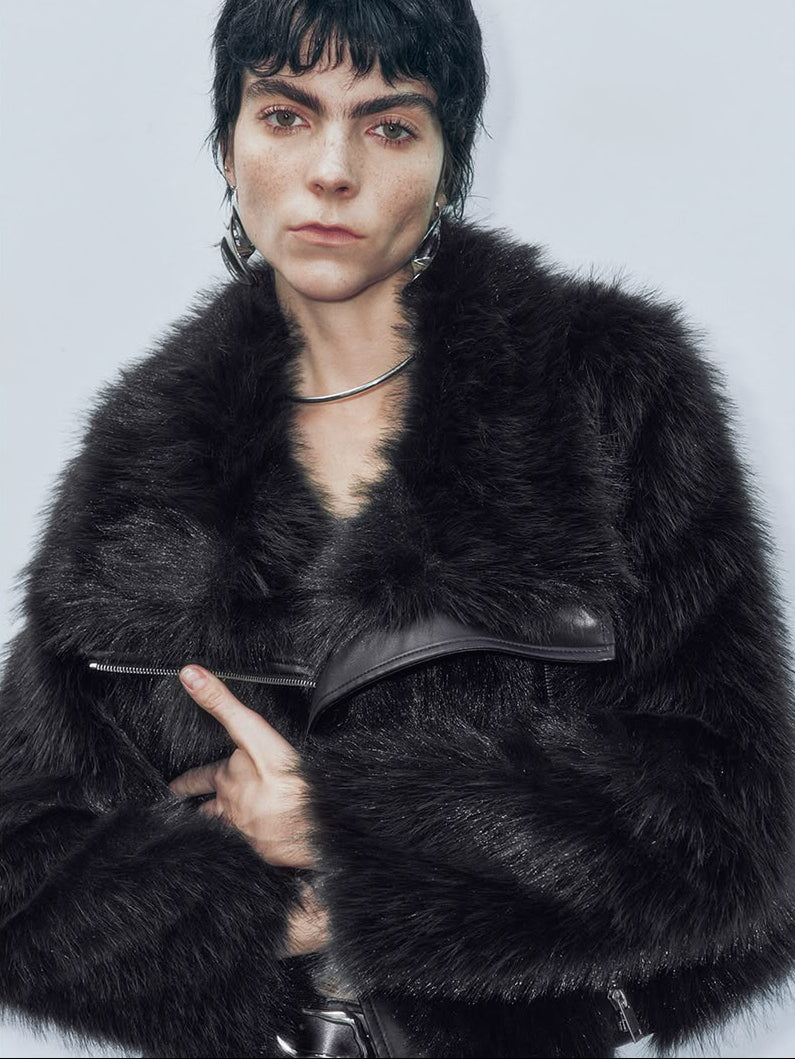 Dark Brown Short Faux Fur Coat