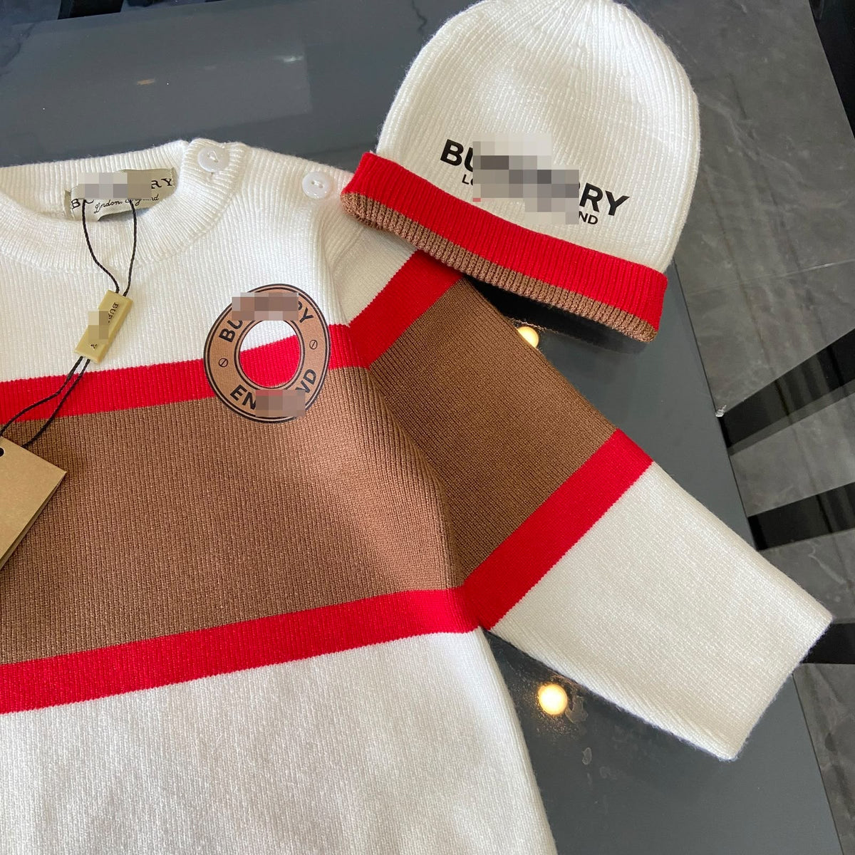 Burberry Newborn Babies Knit Rompers Jumpsuits