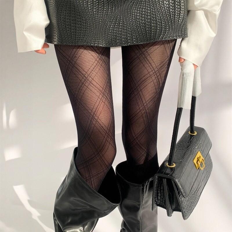 Sheer Plaid Tights