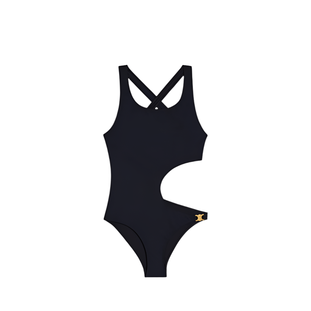 Celine Triomphe Swimsuit In Matte Jersey