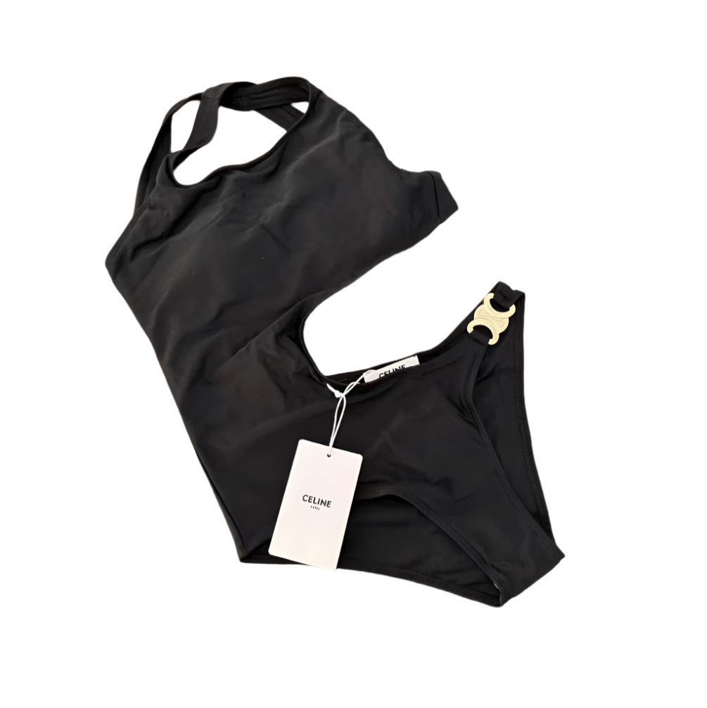 Celine Triomphe Swimsuit In Matte Jersey