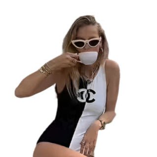 Chanel One-Piece Swimsuit in Black And White