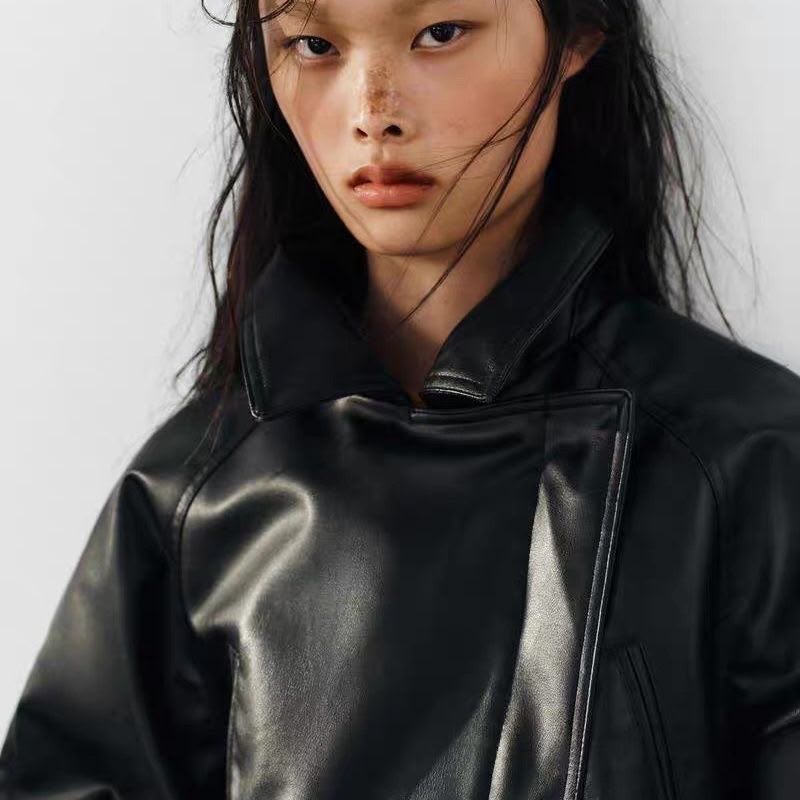 Zara Leather Effect Belted Jacket