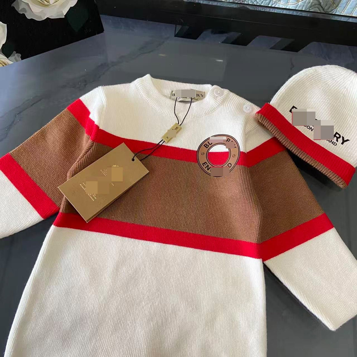 Burberry Newborn Babies Knit Rompers Jumpsuits