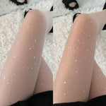 Sheer Tights with White Glitter Speckles