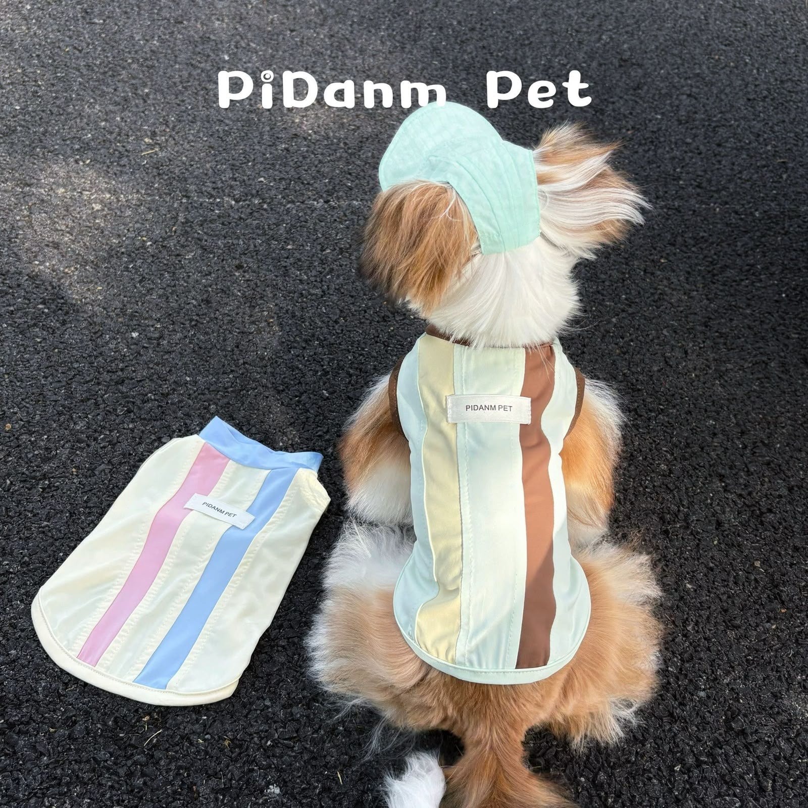 Pidanm Pet® Stylish Pastel Striped Vest & Sun Hat Set