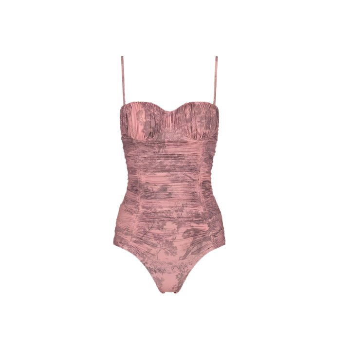 Dior Dioriviera One Piece Swimsuit White And Pink Toile De Jouy Technical Fabric