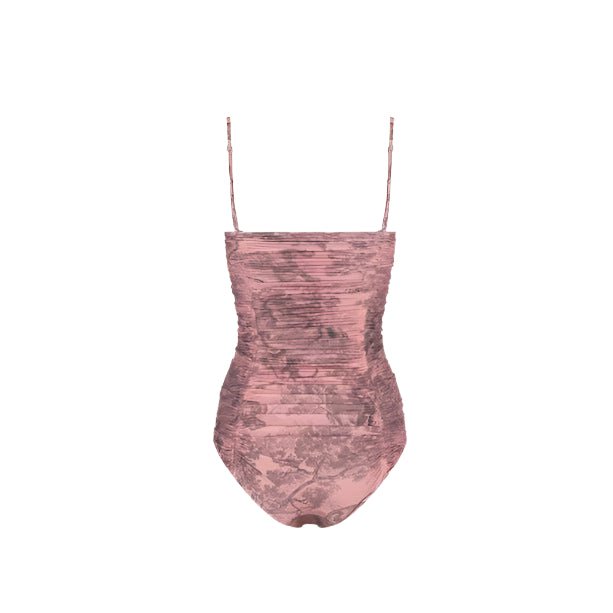 Dior Dioriviera One Piece Swimsuit White And Pink Toile De Jouy Technical Fabric