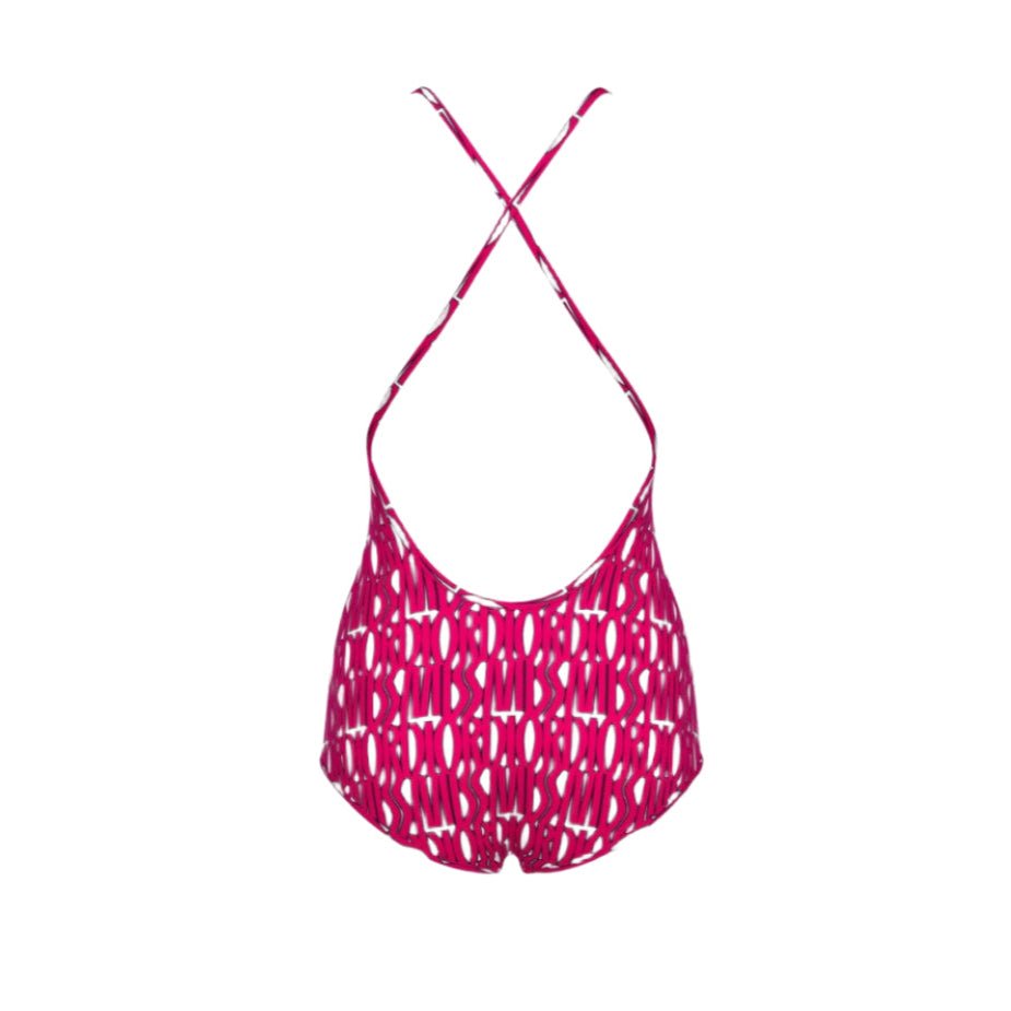 Dior One Piece Swimsuit White Technical Fabric With Fuchsia Miss Dior Allover Motif