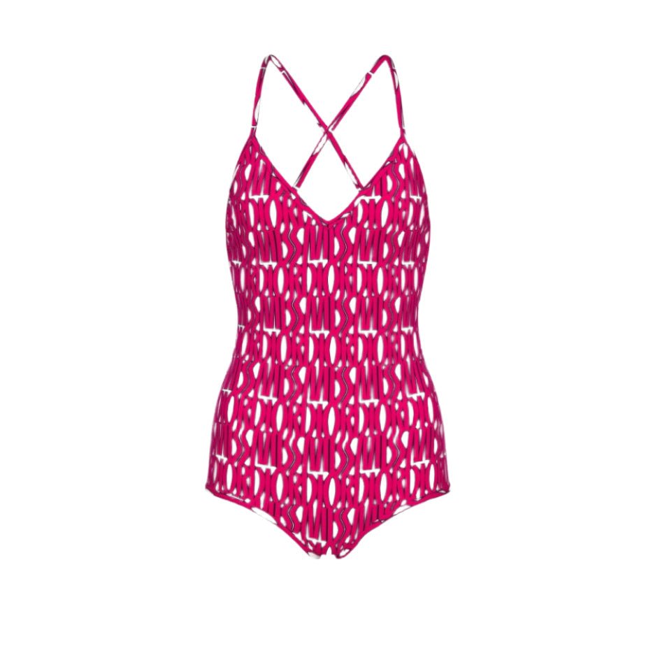 Dior One Piece Swimsuit White Technical Fabric With Fuchsia Miss Dior Allover Motif