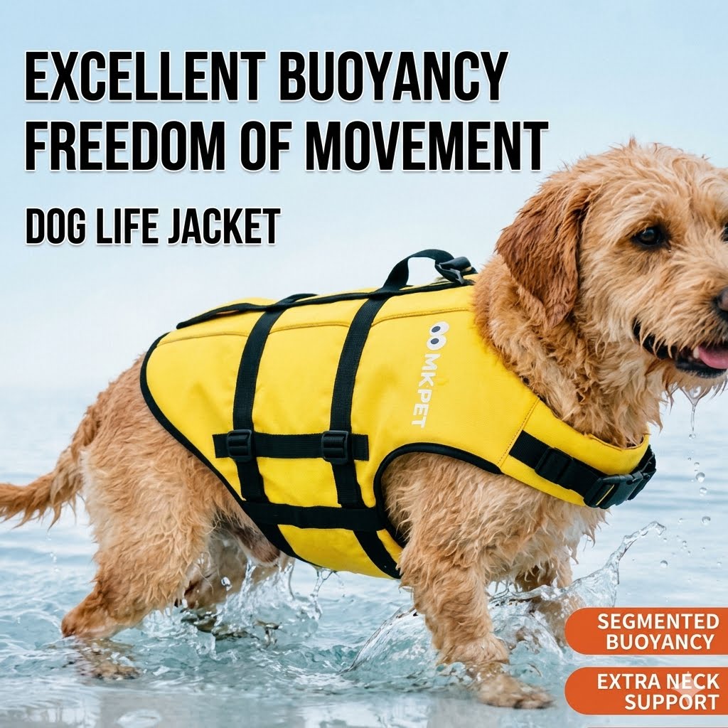 One-Piece Slim-Fit Pet Life Jacket with High Buoyancy