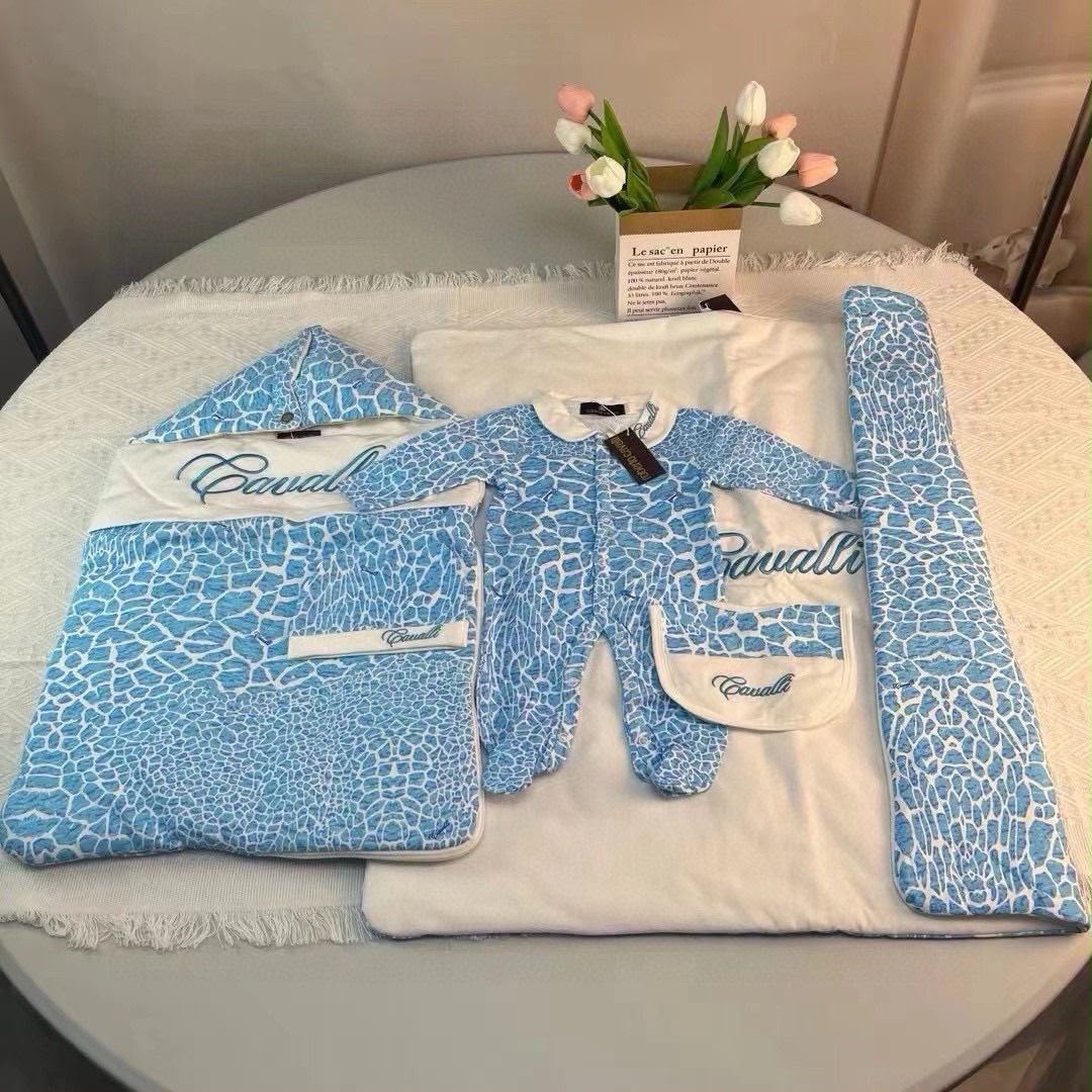 Roberto Cavalli  Blue Animal-Print baby set