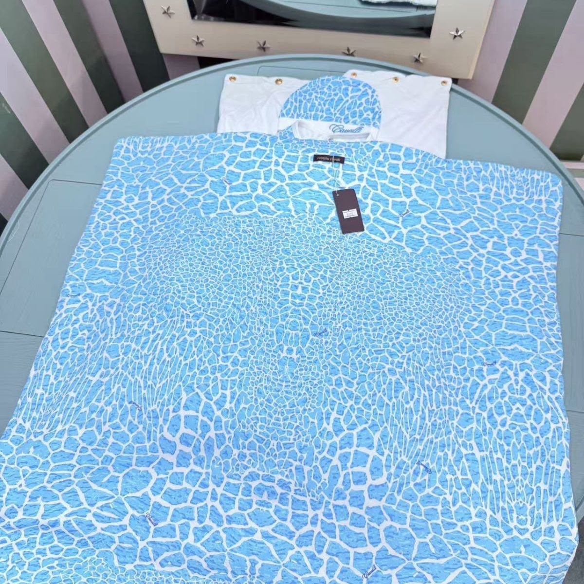 Roberto Cavalli  Blue Animal-Print baby set