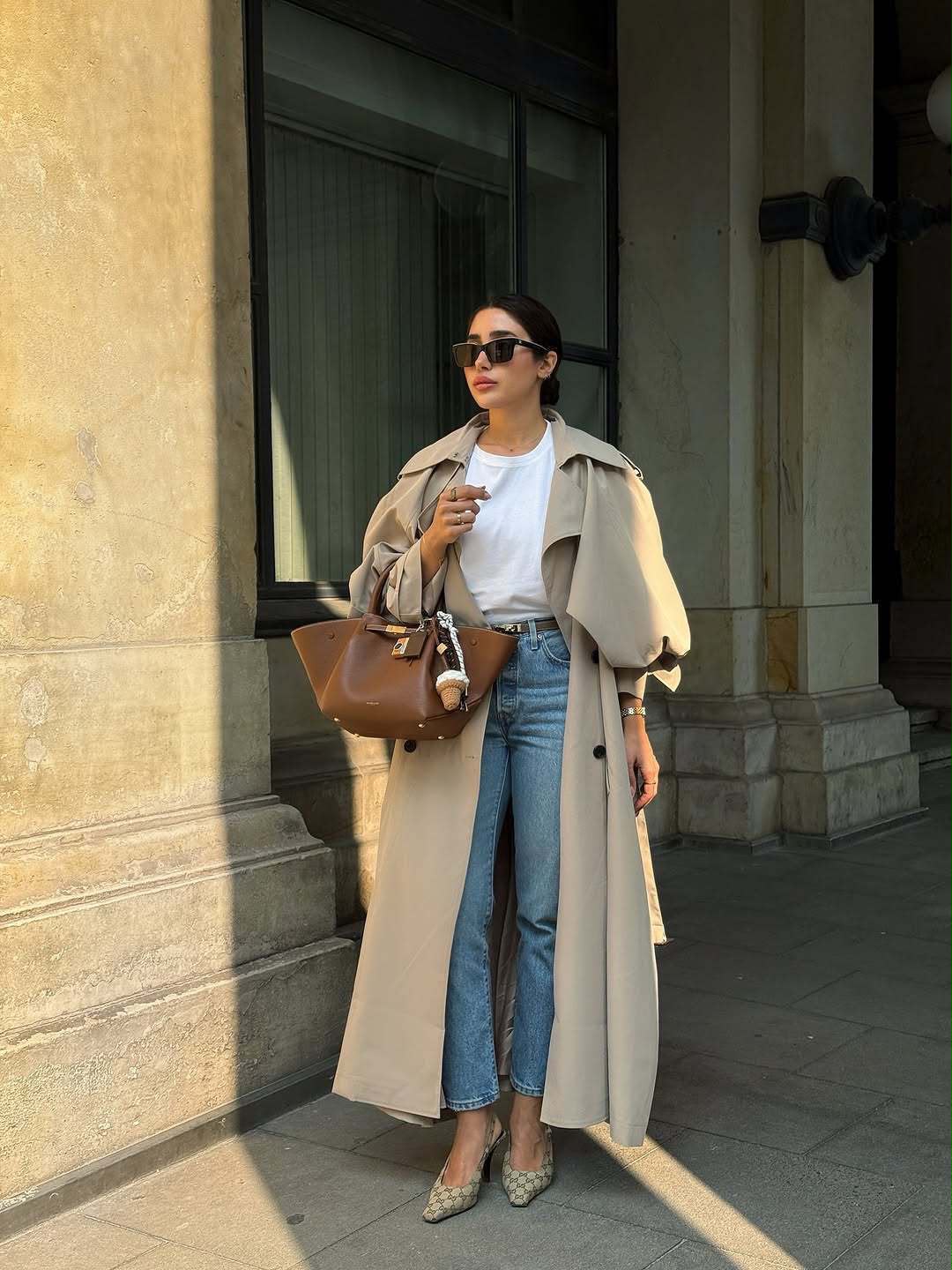 Rufus Caped Trench Coat In Beige