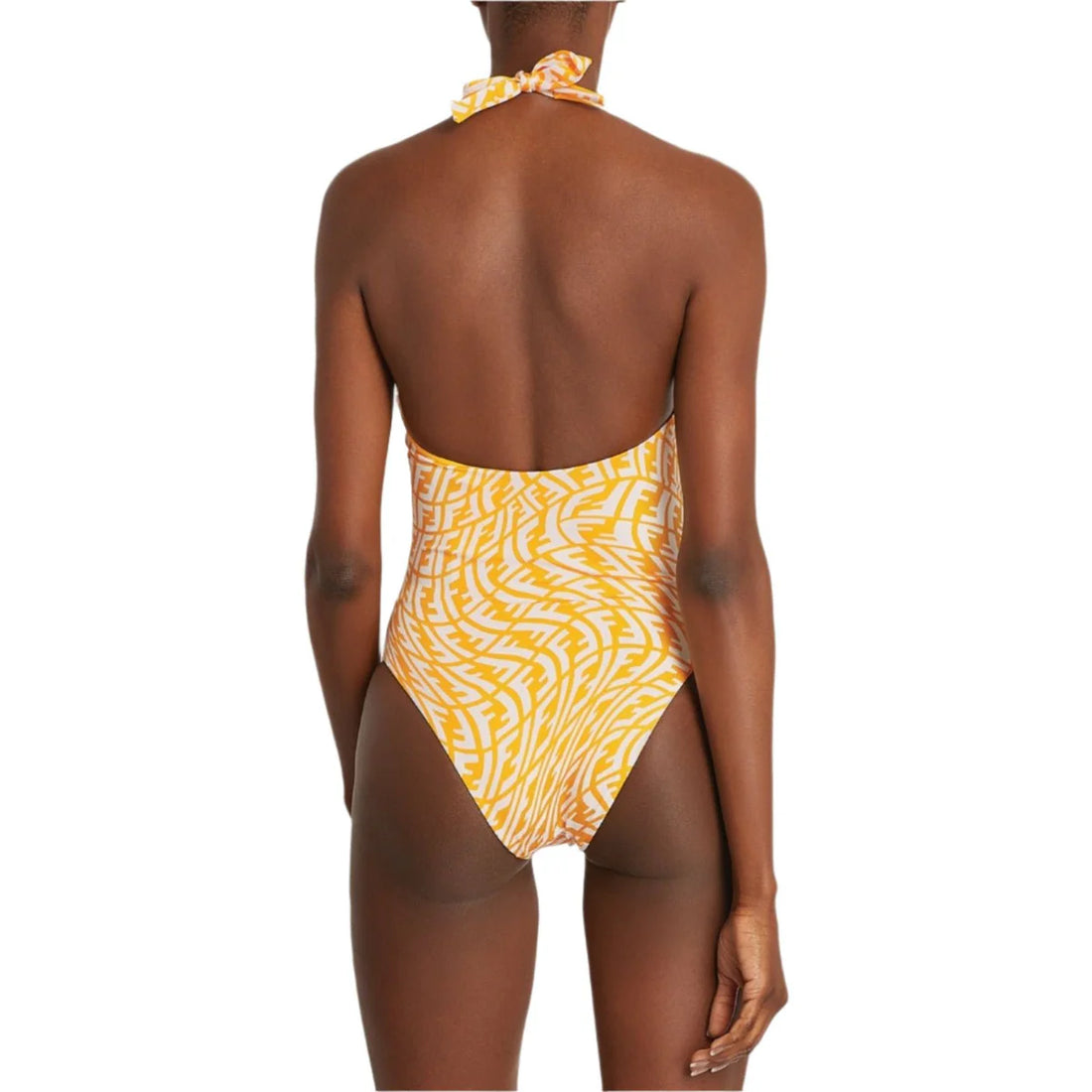 Fendi Ff Vertigo One-piece Swimsuit In Yellow ,white
