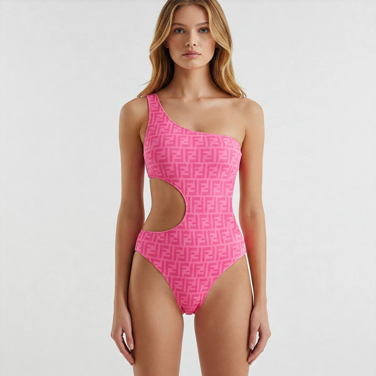 Fendi Women's Pink Prints on Monogram Swimsuit