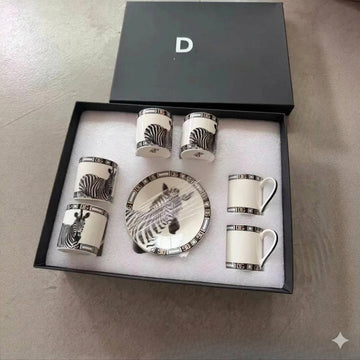 Dolce & Gabbana Coffee Set Luxury Zebra Print Fine Bone