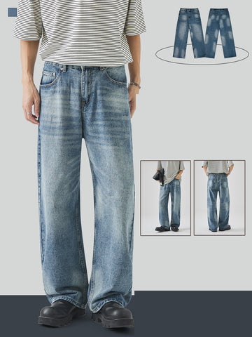 Men's Distressed Straight-Leg Jeans F139