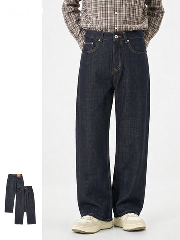 Men's Straight-Leg Raw Denim Jeans