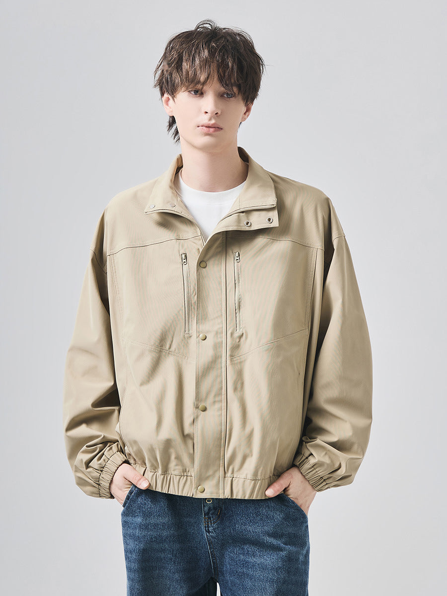 Men's Loose Stand-Collar Zip-Up Flight Jacket