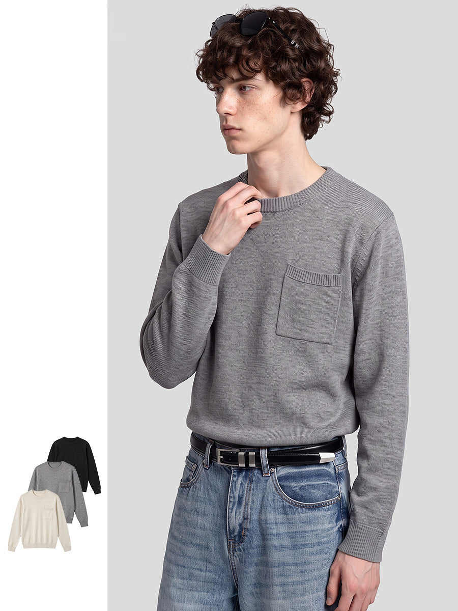 Men's Loose Round-Neck Knit Pullover Sweater 2680A