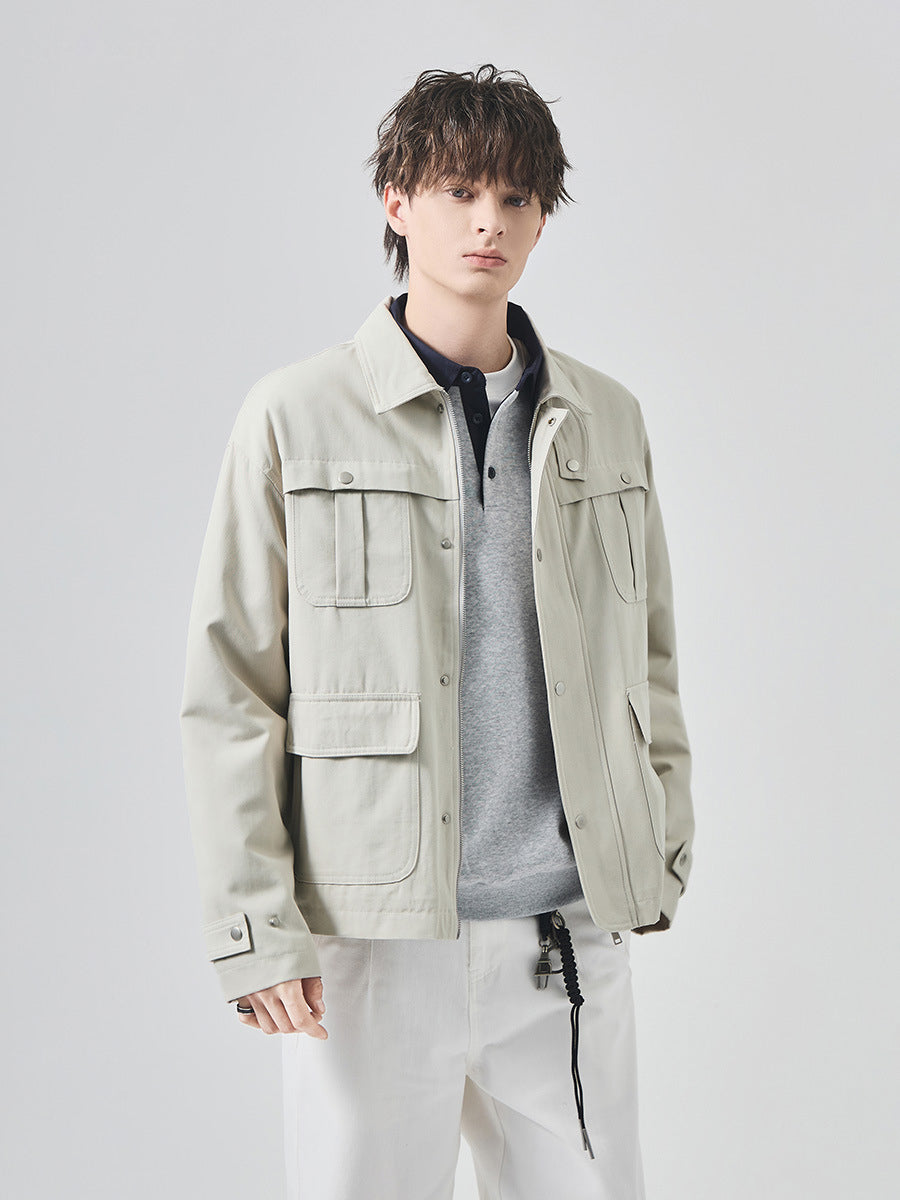 Men's Loose Thickened Quilted Work Jacket with Lapel Collar