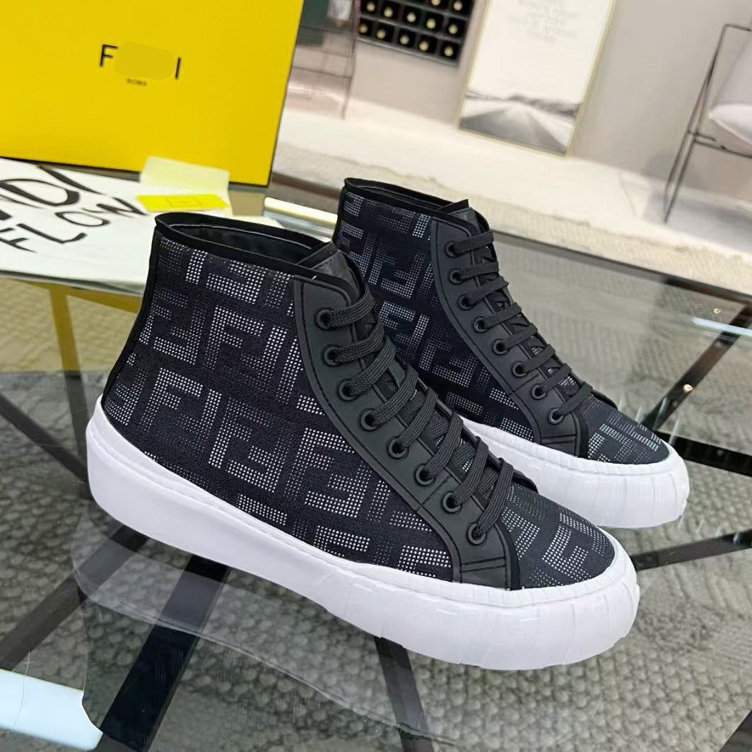 Men's High-Top Panel Leather Sneakers