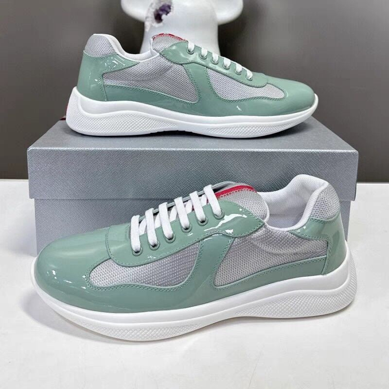 Men's Leather Panel Running-Style Sneakers