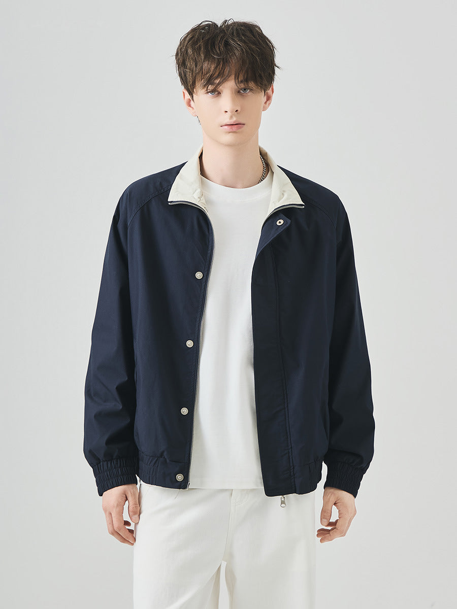Men's Loose Reversible Stand-Collar Zip-Up Jacket