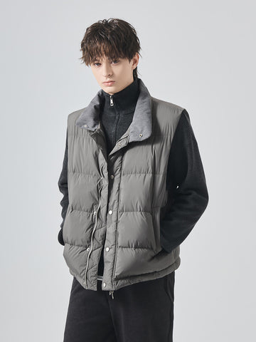 Men's Loose Stand-Collar White Duck Down Vest