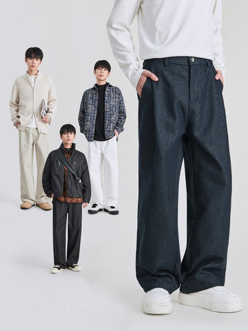 Men's Loose Wide-Leg Pleated Trousers