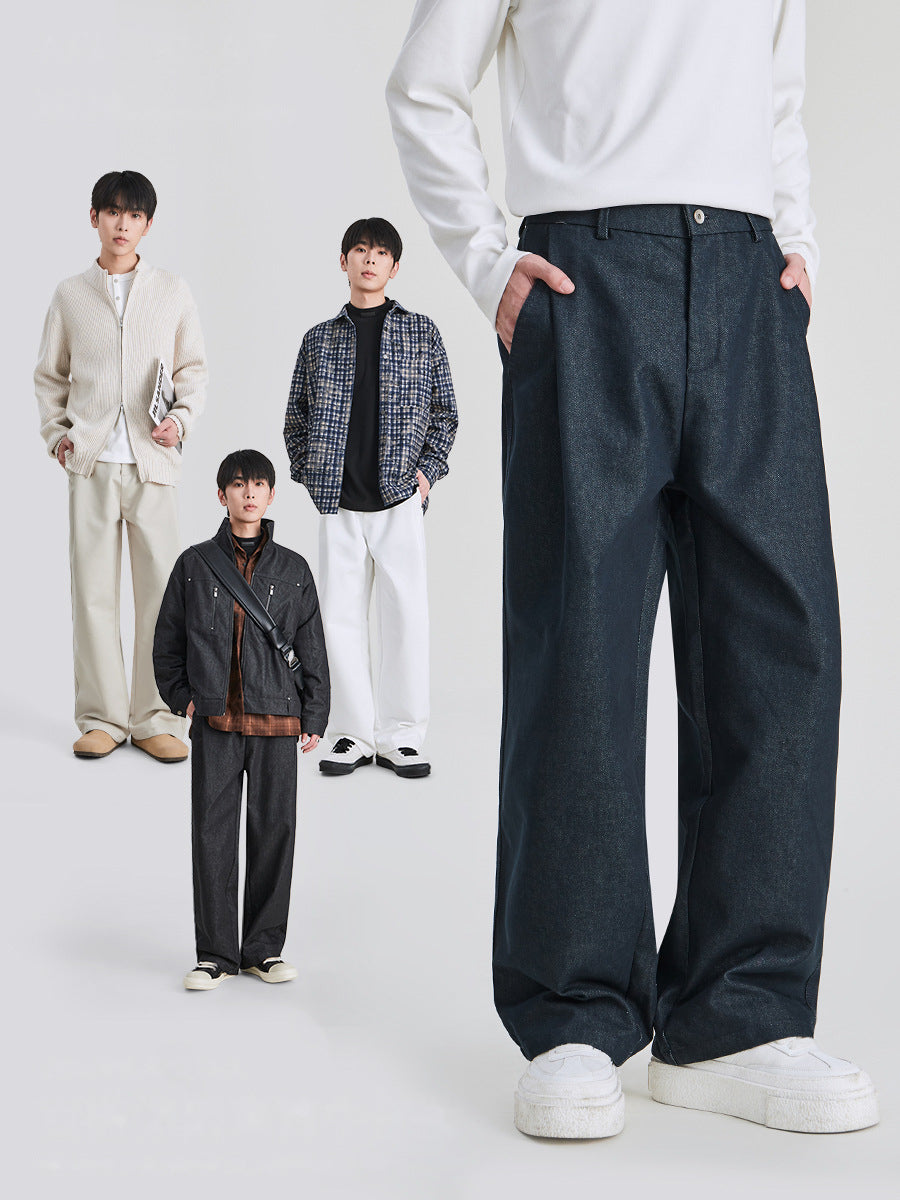 Men's Loose Wide-Leg Pleated Trousers