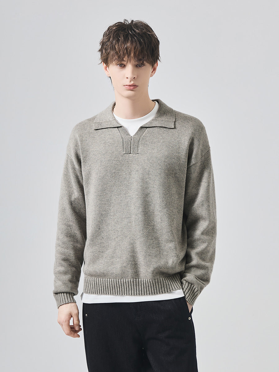 Men's Loose Polo Collar Knit Sweater