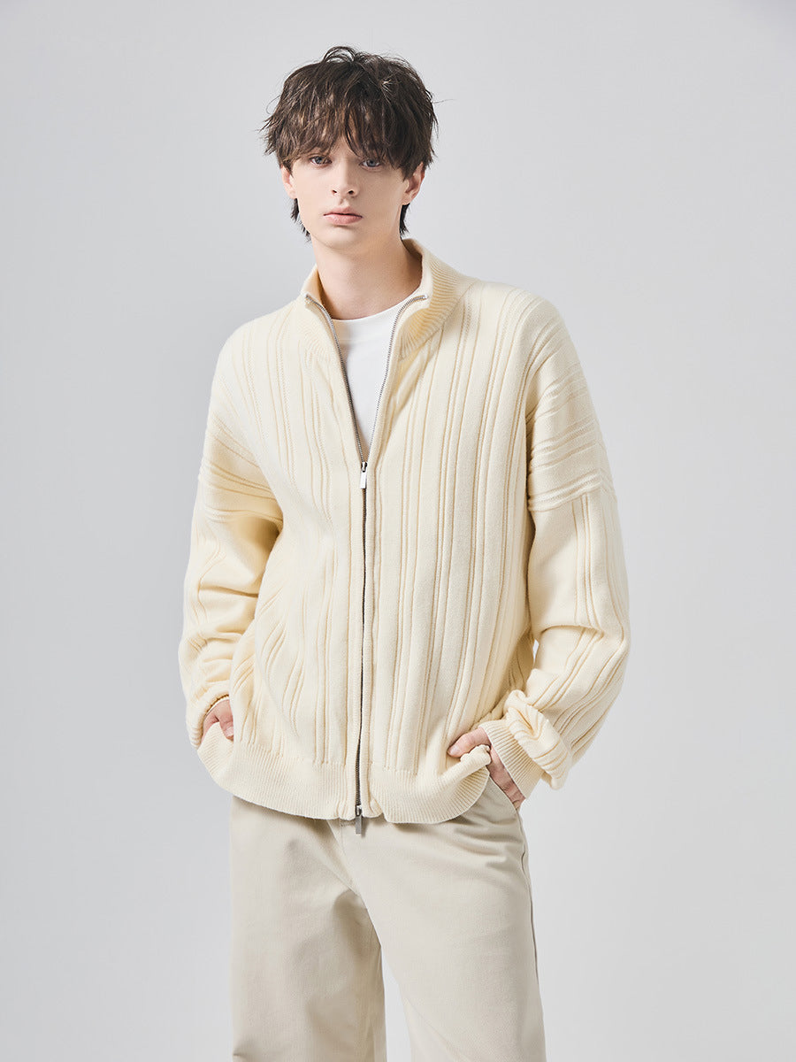 Men's Loose High-Collar Knit Cardigan Jacket
