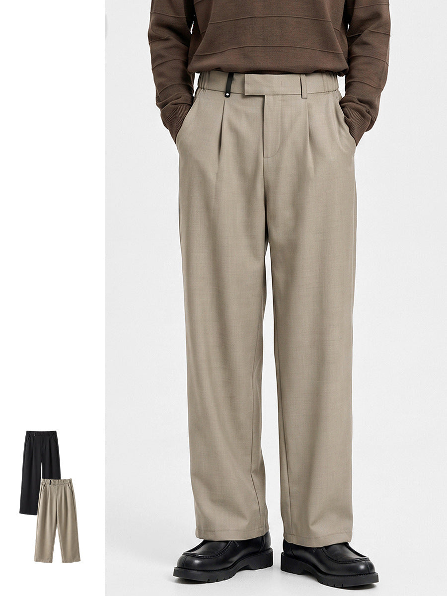 Men's Loose Straight-Leg Business Casual Trousers, Drapey and Wrinkle-Resistant