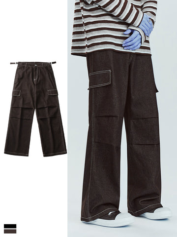 Men's Loose Straight-Leg Cargo Jeans