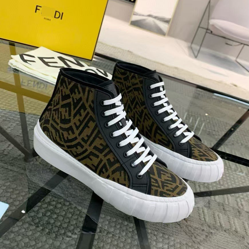 Men's High-Top Panel Leather Sneakers
