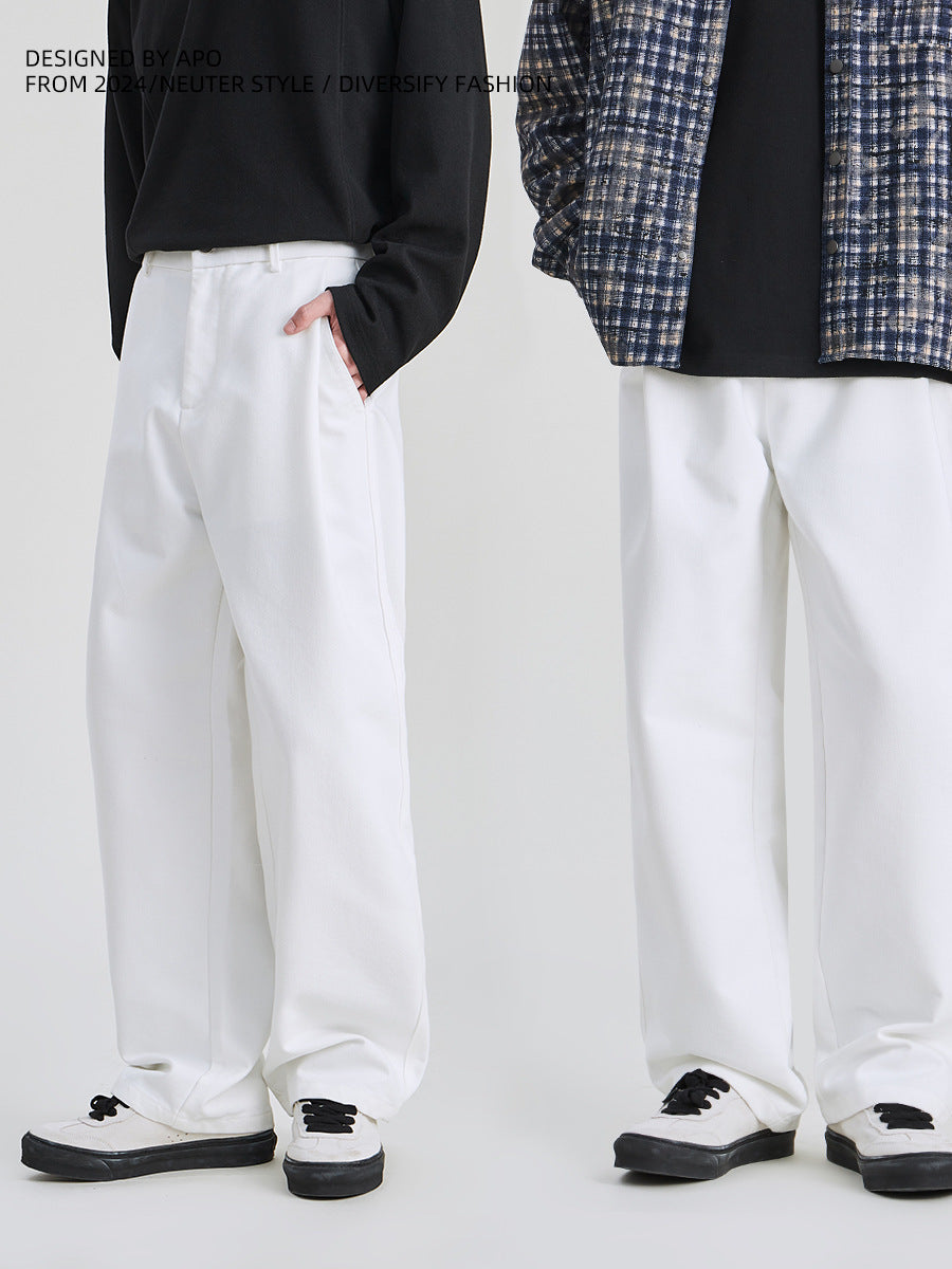 Men's Loose Wide-Leg Pleated Trousers