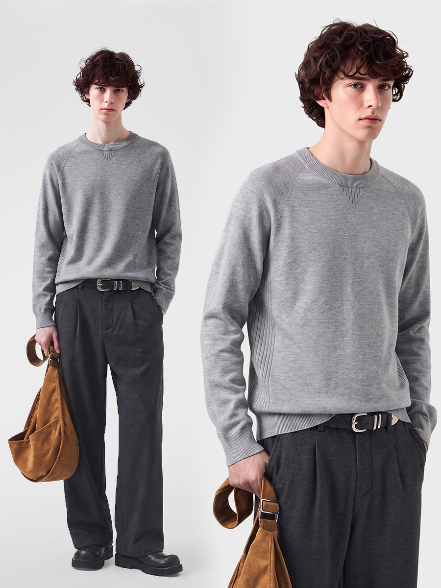 Men's Loose Round-Neck Knit Pullover Sweater 2606B