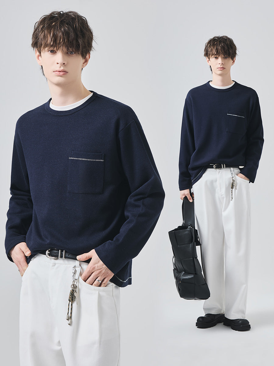 Men's Brushed Pocket Long Sleeve T-Shirt