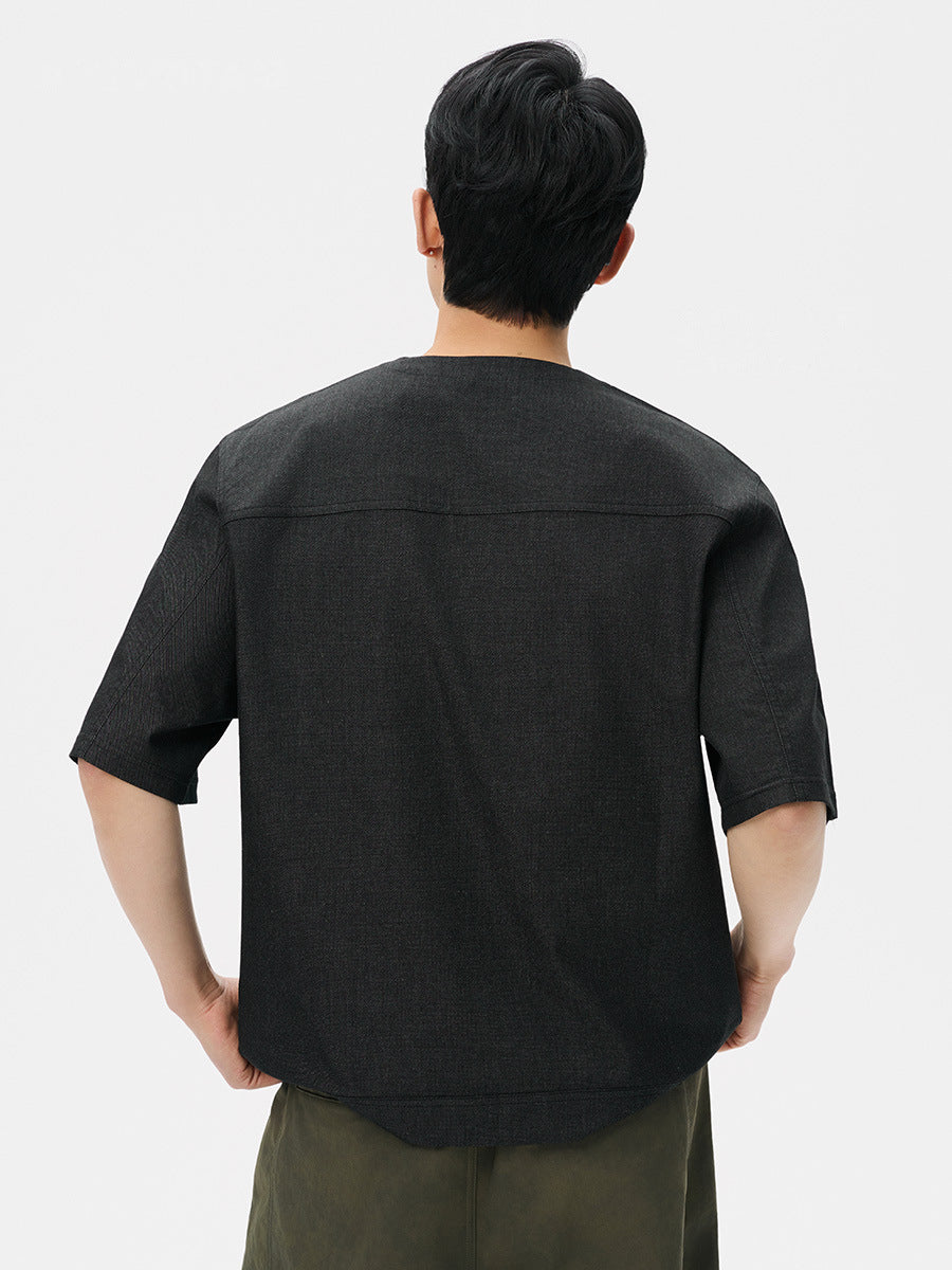 Men's Denim-Panel Colorblock T-Shirt