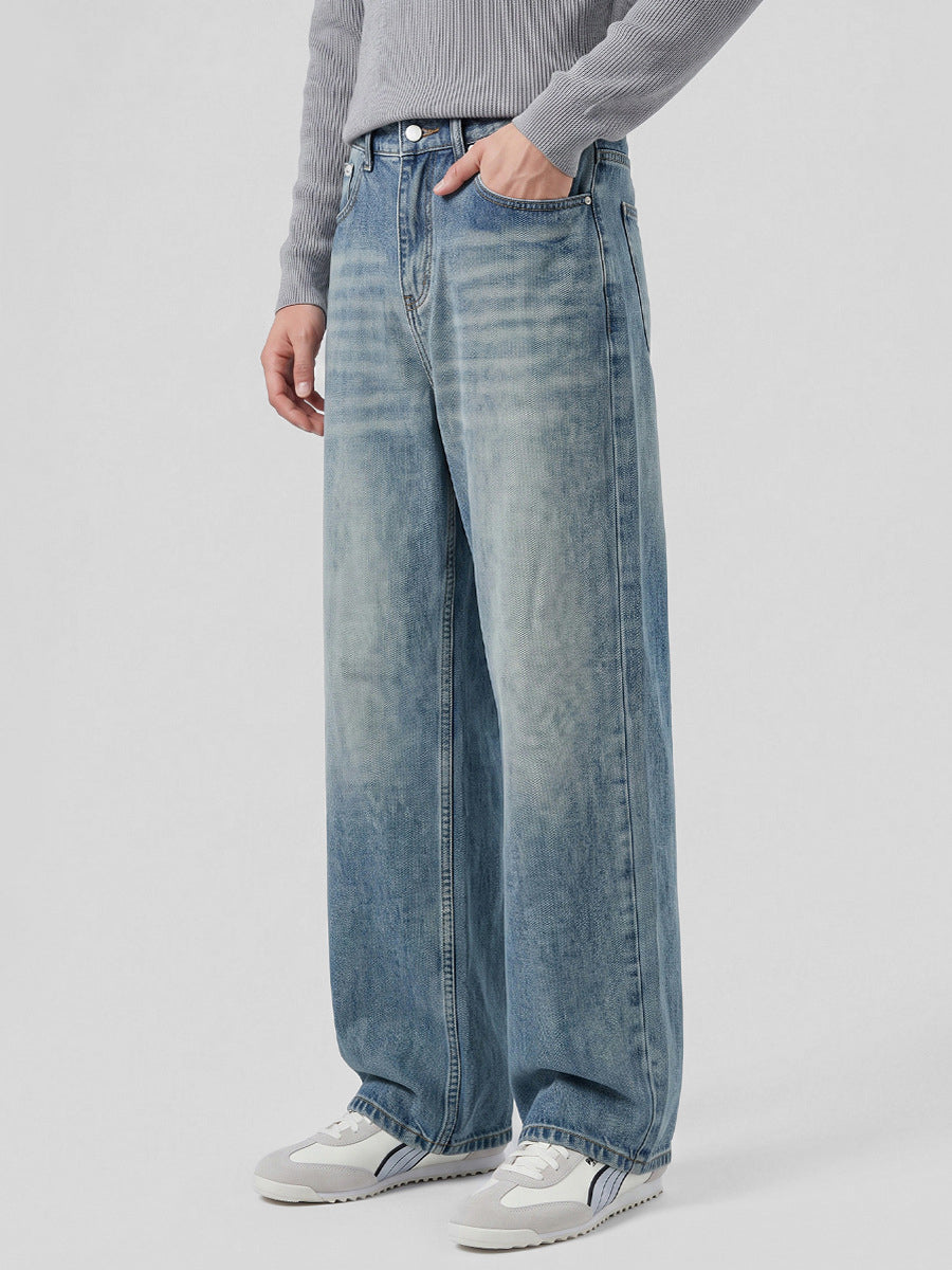 Men's Loose Straight-Leg Distressed Jeans