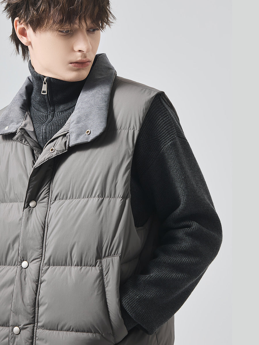Men's Loose Stand-Collar White Duck Down Vest