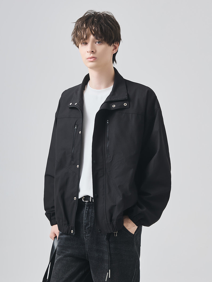 Men's Loose Stand-Collar Zip-Up Flight Jacket