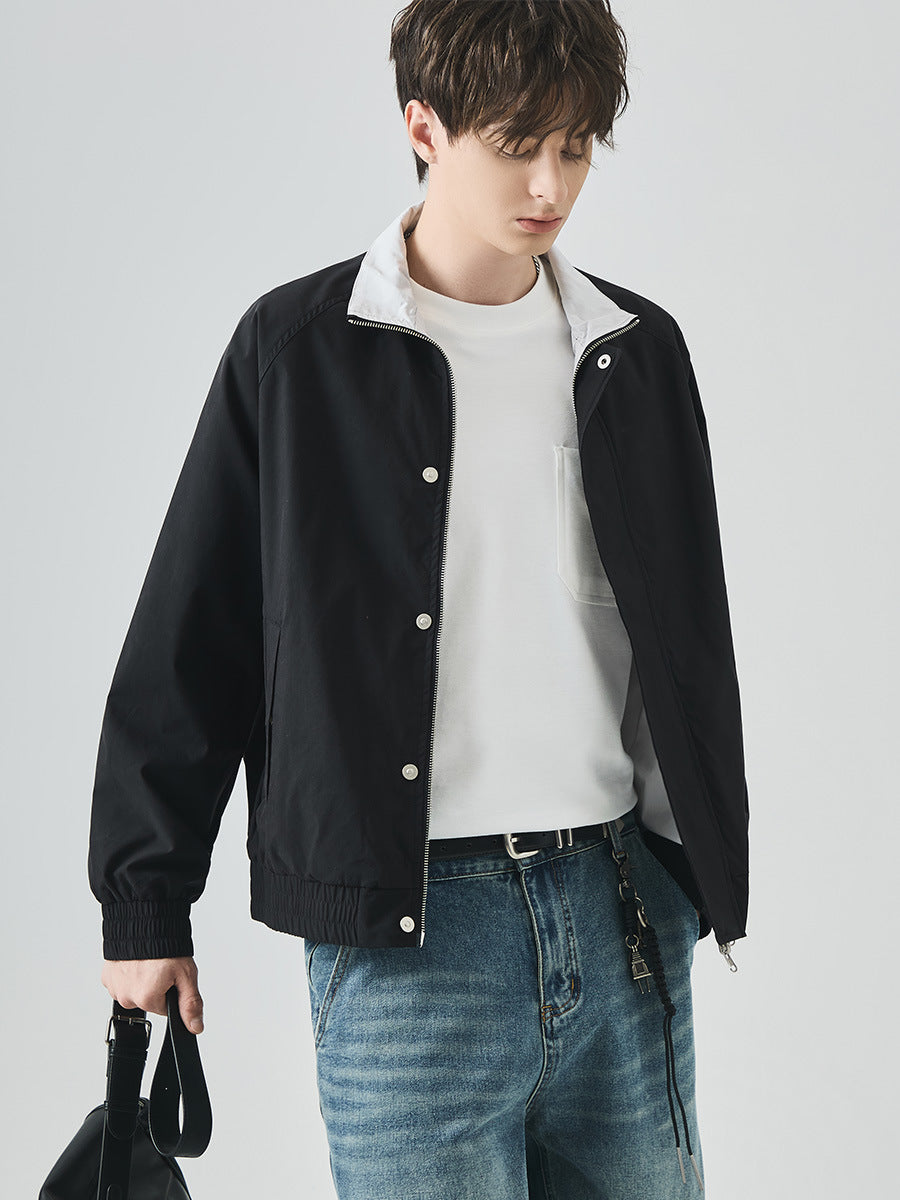 Men's Loose Reversible Stand-Collar Zip-Up Jacket